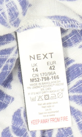 Next Women's Blue Floral V-Neck Sleeveless Blouse