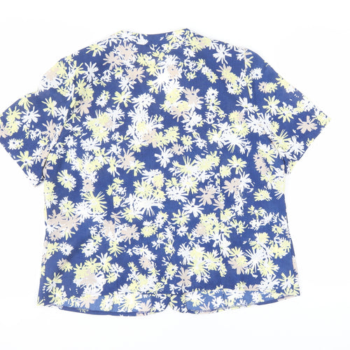 Eastex Women's Blue Floral V-Neck Blouse Size 18