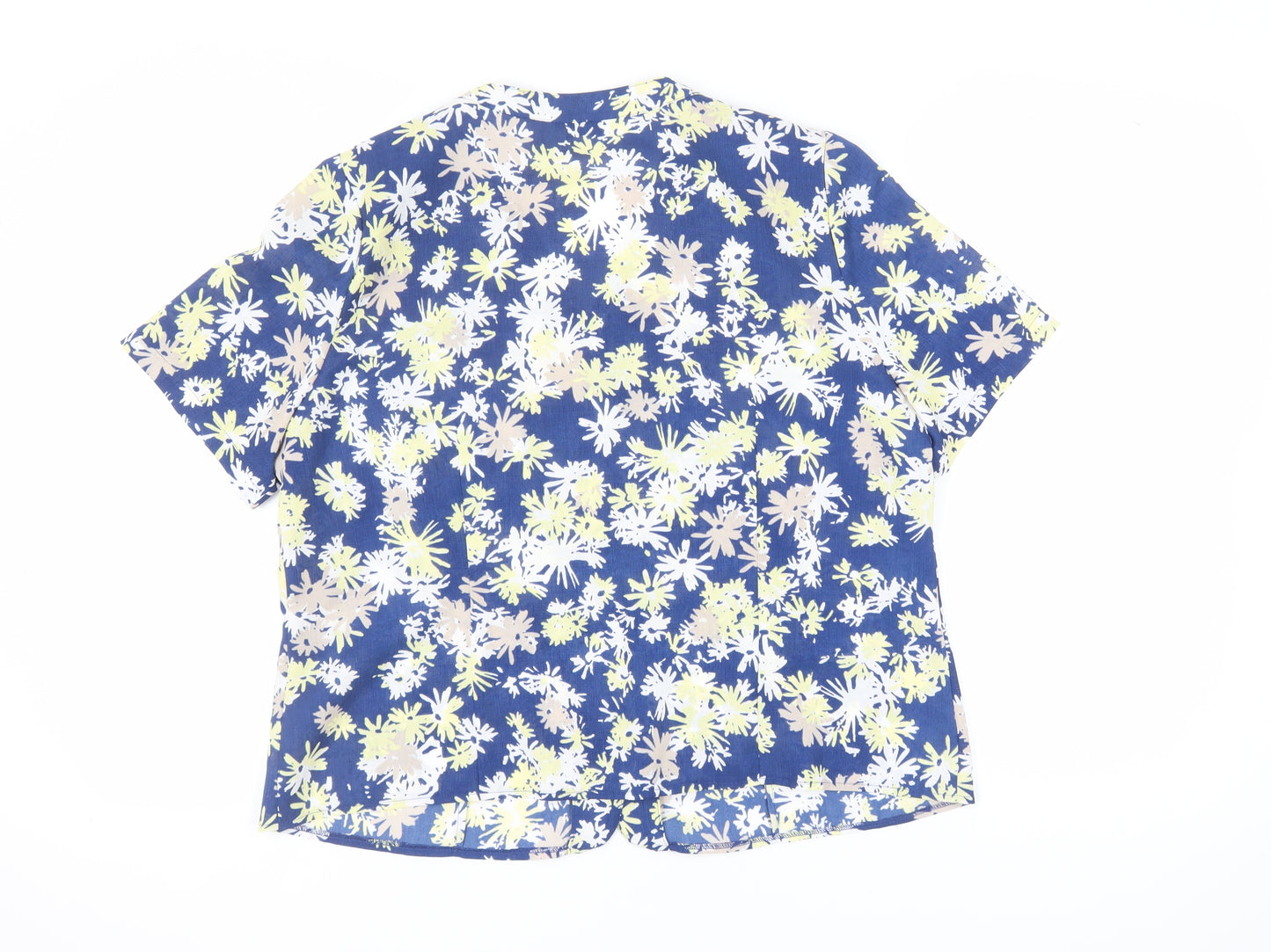 Eastex Women's Blue Floral V-Neck Blouse Size 18