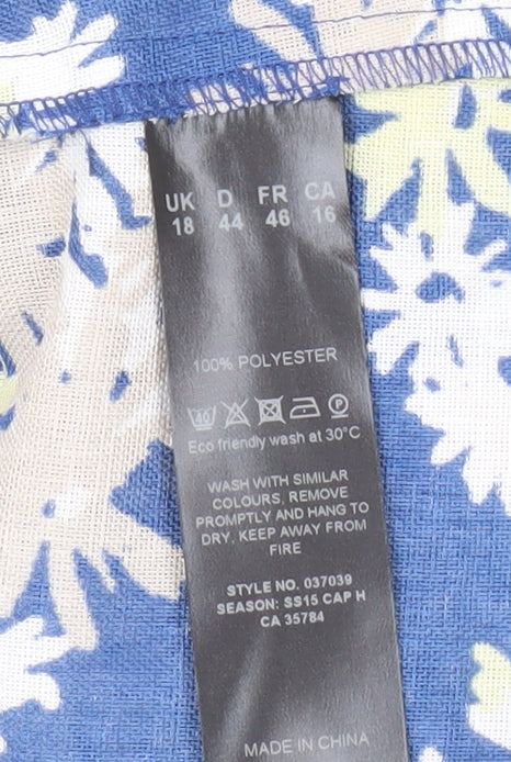 Eastex Women's Blue Floral V-Neck Blouse Size 18