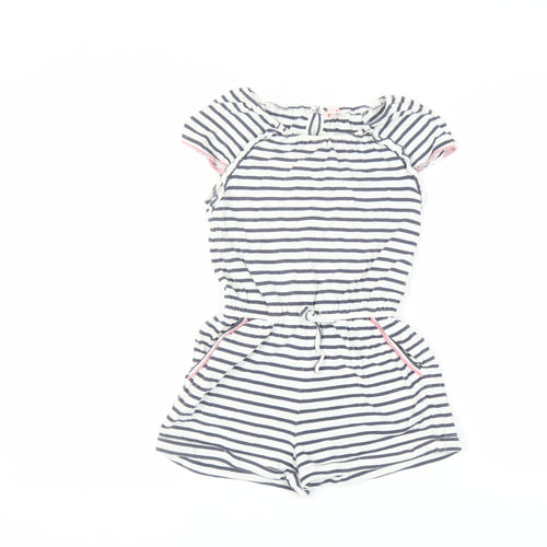 FatFace Girls Navy Stripe Playsuit 8/9 Lightweight Cotton
