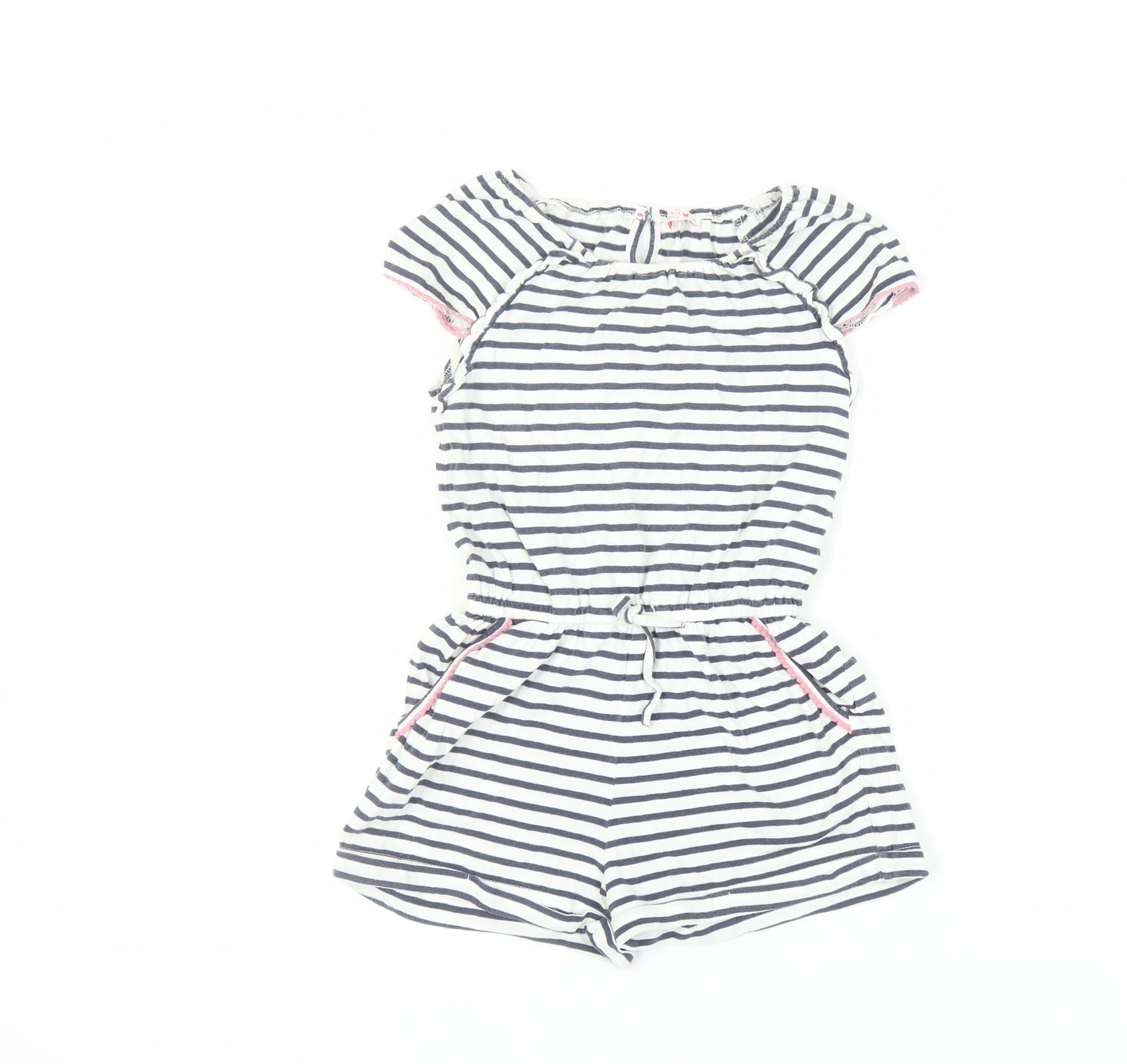 FatFace Girls Navy Stripe Playsuit 8/9 Lightweight Cotton