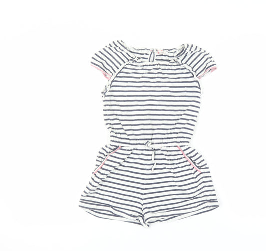 FatFace Girls Navy Stripe Playsuit 8/9 Lightweight Cotton