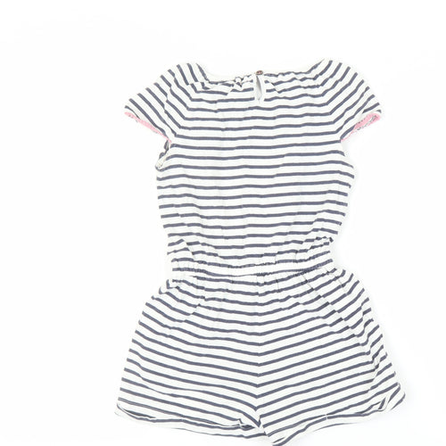 FatFace Girls Navy Stripe Playsuit 8/9 Lightweight Cotton