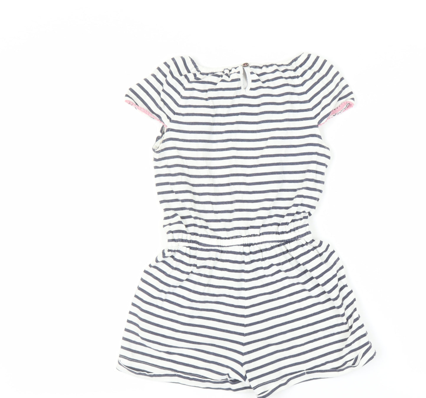 FatFace Girls Navy Stripe Playsuit 8/9 Lightweight Cotton