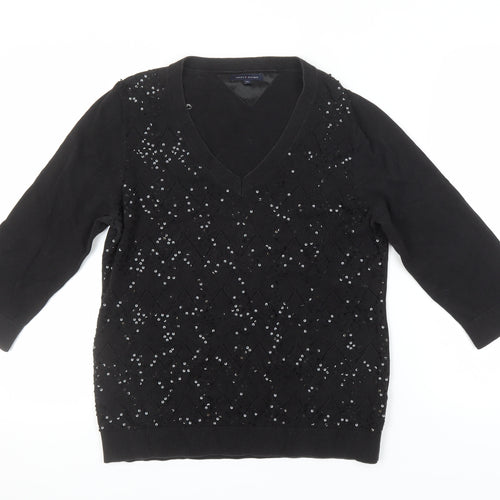 Tommy Hilfiger Women's Black Sequin XL Pullover Jumper