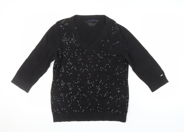 Tommy Hilfiger Women's Black Sequin XL Pullover Jumper