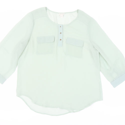 Monsoon Women’s Green Blouse, 3/4 Sleeve, Size 14