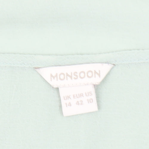 Monsoon Women’s Green Blouse, 3/4 Sleeve, Size 14