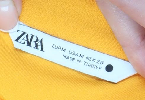 Zara Women's Yellow Shirt Dress M Collared Long Sleeve