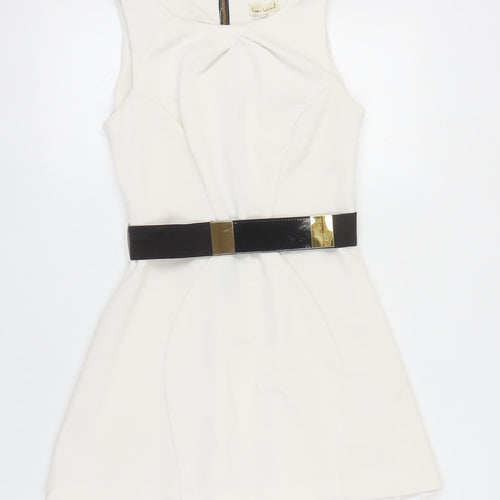 River Island Women's Ivory Fit & Flare Dress Size 10