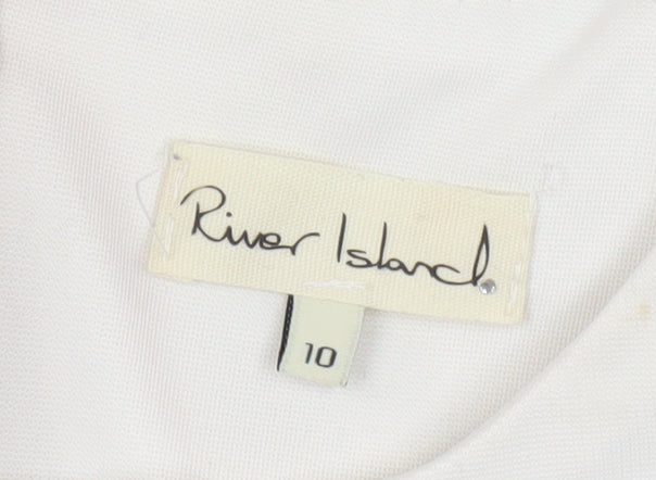 River Island Women's Ivory Fit & Flare Dress Size 10