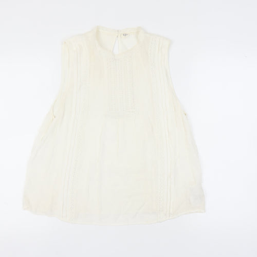 GAP Women's Ivory XL Sleeveless Crochet Blouse