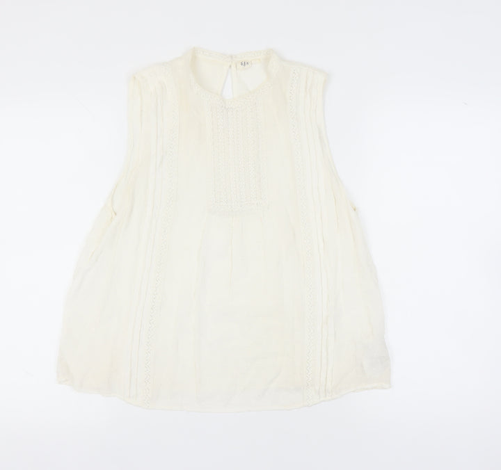 GAP Women's Ivory XL Sleeveless Crochet Blouse