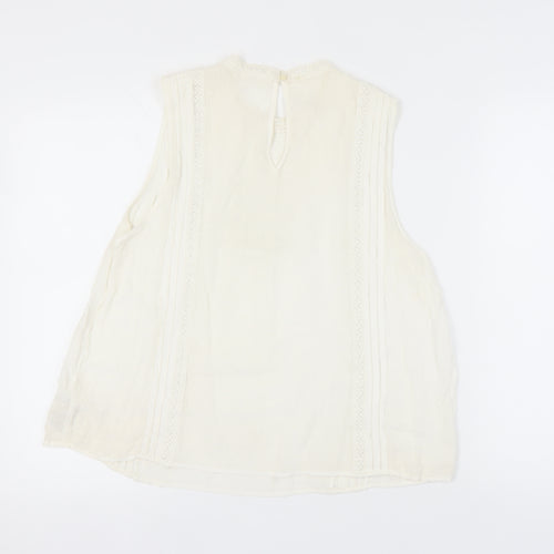 GAP Women's Ivory XL Sleeveless Crochet Blouse