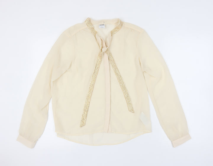 Vero Moda Women's Beige Sequin Blouse Medium