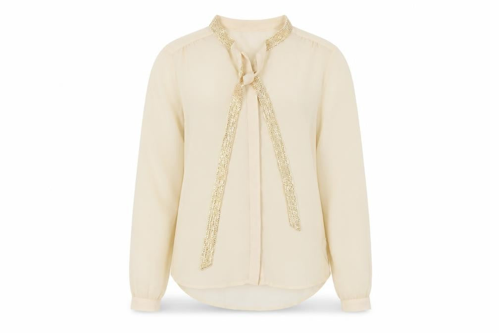 Vero Moda Women's Beige Sequin Blouse Medium