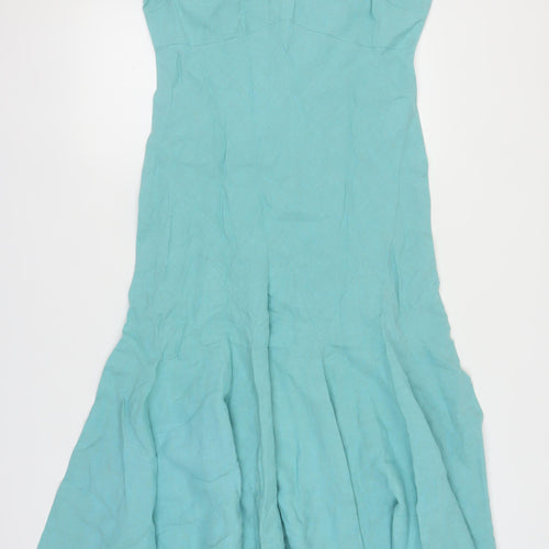 Lands' End Women's Blue Linen Summer Dress UK 12