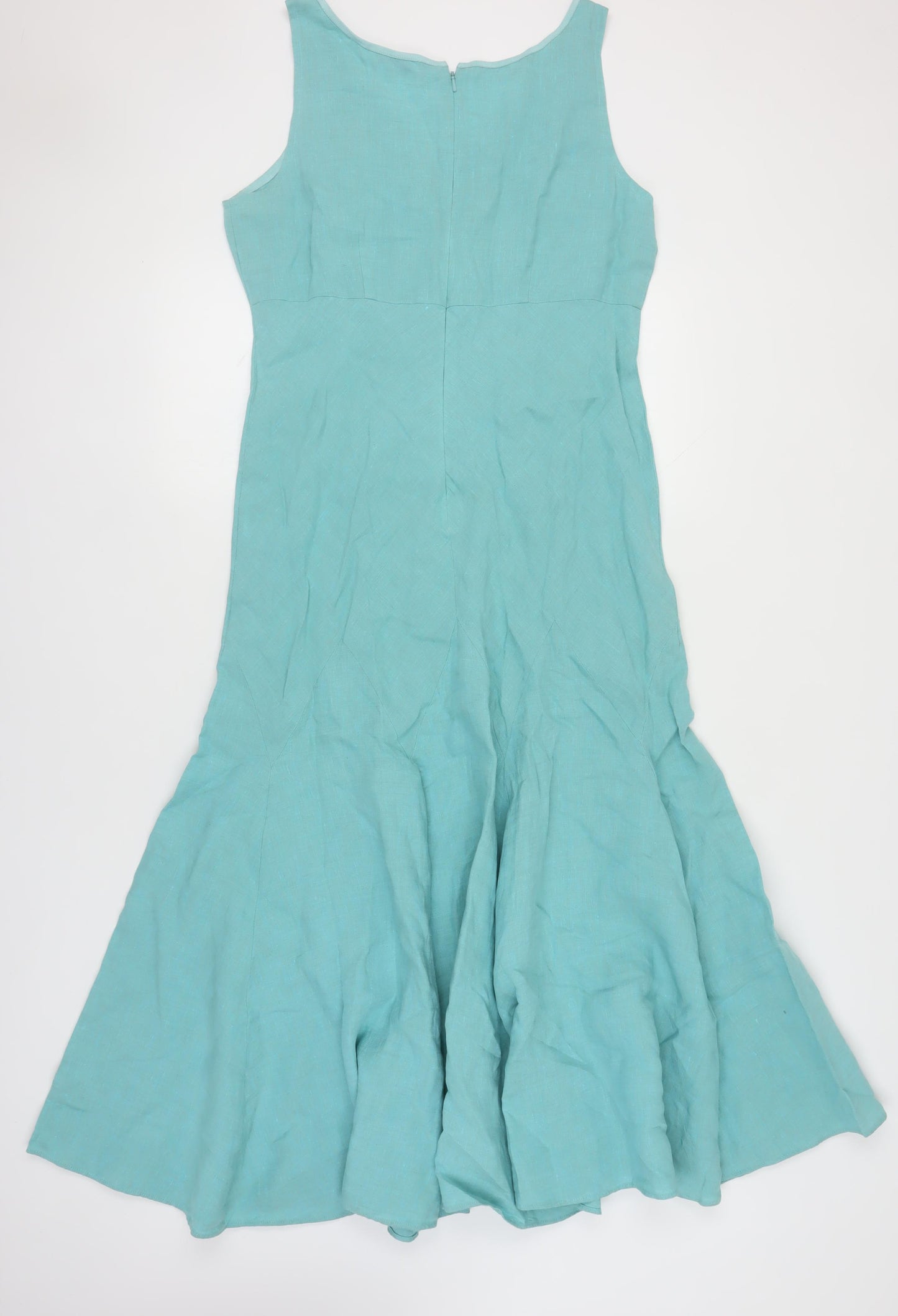 Lands' End Women's Blue Linen Summer Dress UK 12