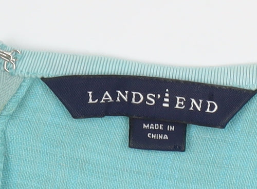 Lands' End Women's Blue Linen Summer Dress UK 12
