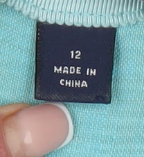 Lands' End Women's Blue Linen Summer Dress UK 12