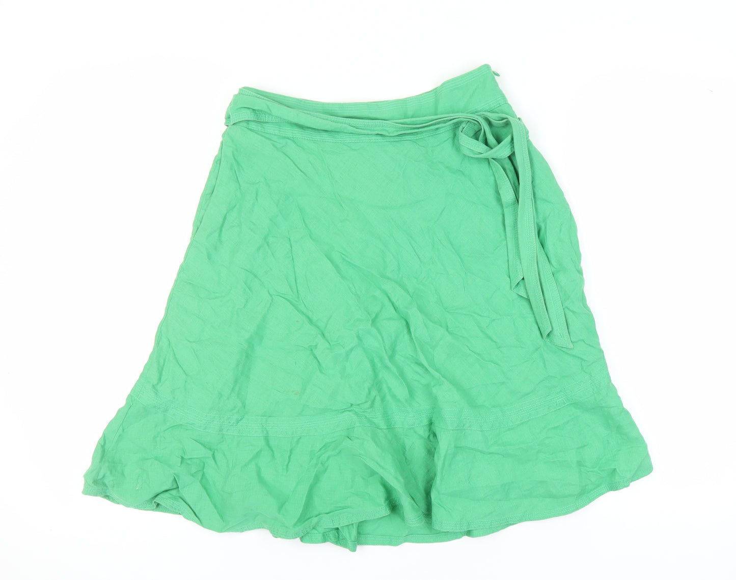 Zara Women Green Linen Skirt M
