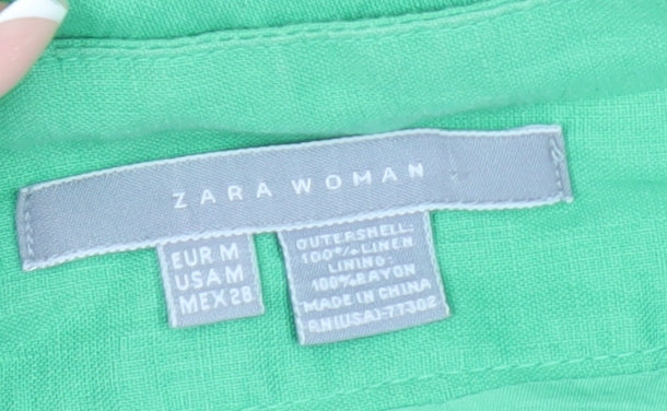 Zara Women Green Linen Skirt M