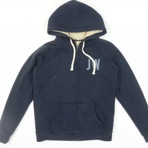 Jack Wills Women's Blue Full Zip Hoodie - Size 12