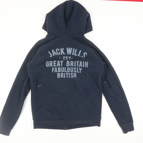Jack Wills Women's Blue Full Zip Hoodie - Size 12