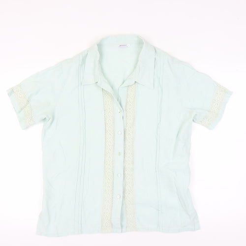 Damart Women's Blue Linen Button-Up Shirt Size 18