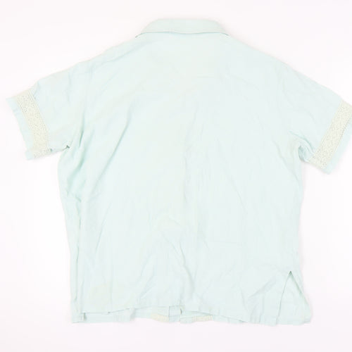 Damart Women's Blue Linen Button-Up Shirt Size 18
