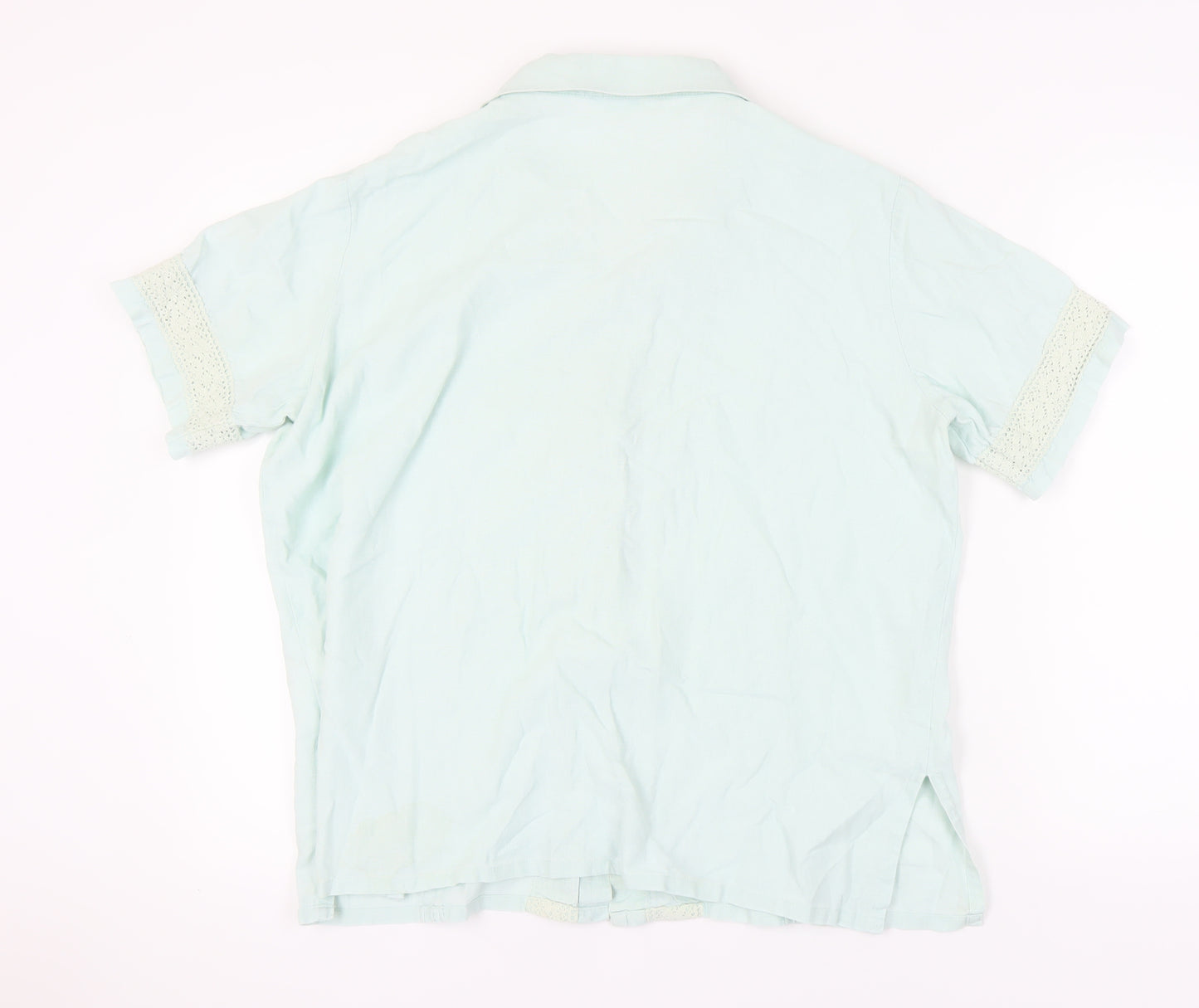 Damart Women's Blue Linen Button-Up Shirt Size 18