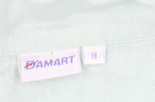 Damart Women's Blue Linen Button-Up Shirt Size 18