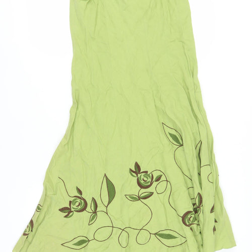 Per Una Women's Green Floral Slip Dress - Size 12