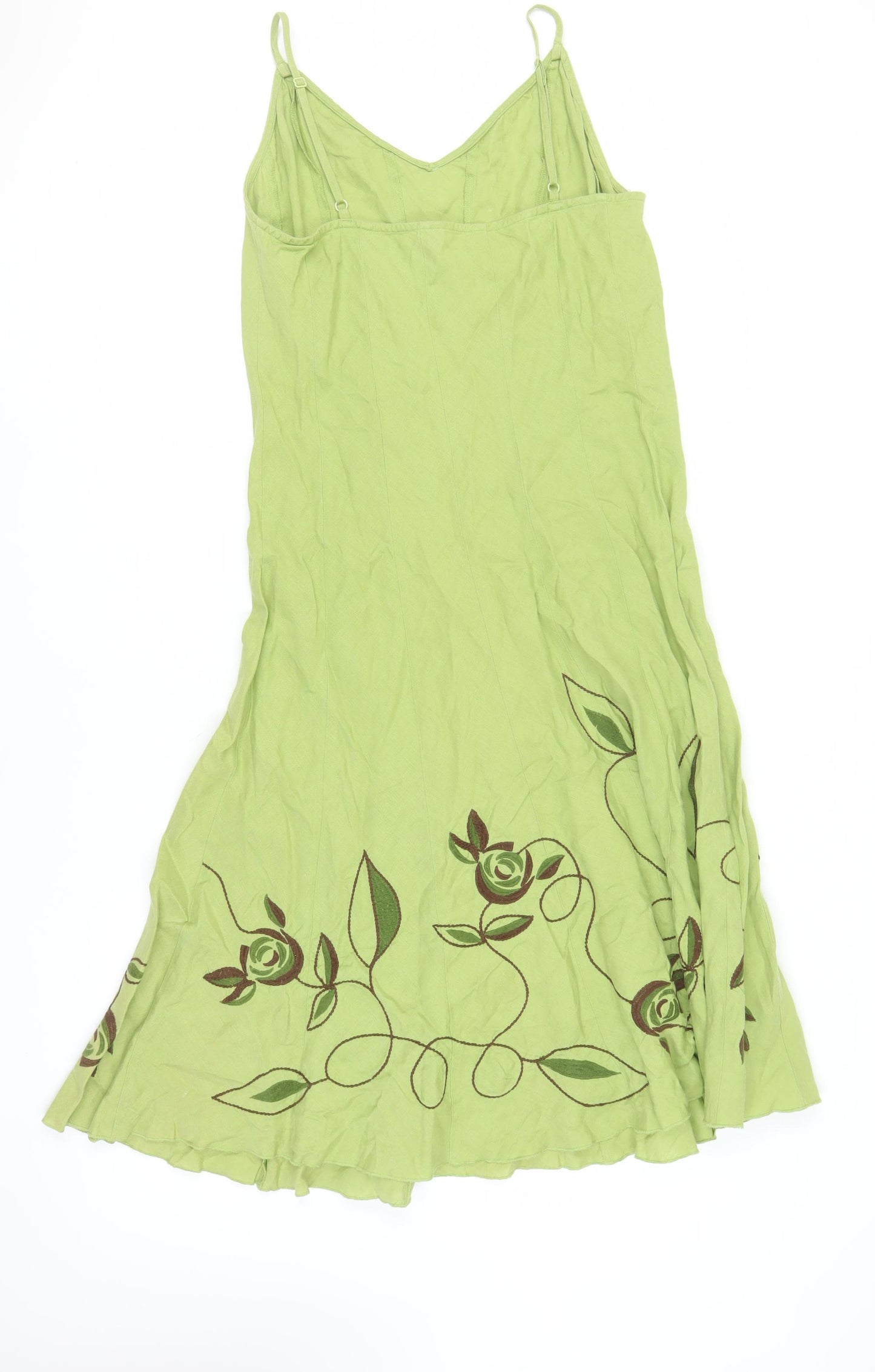 Per Una Women's Green Floral Slip Dress - Size 12