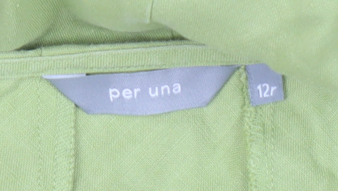 Per Una Women's Green Floral Slip Dress - Size 12