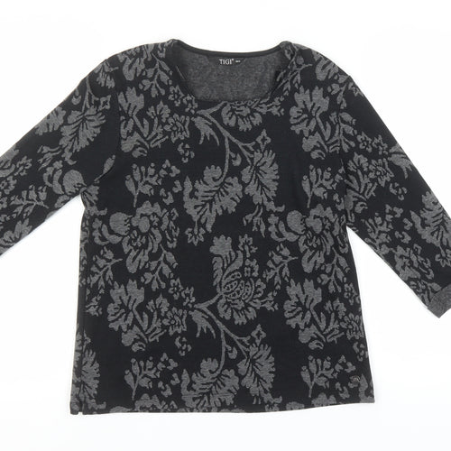 TIGI Women's Black Floral Jumper, Size 10