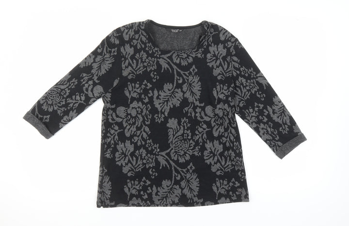 TIGI Women's Black Floral Jumper, Size 10