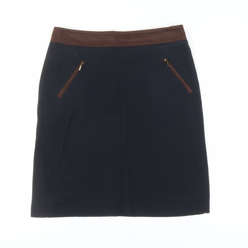 Laura Ashley Women's Black Pencil Skirt, Size 12, Elegant Zip