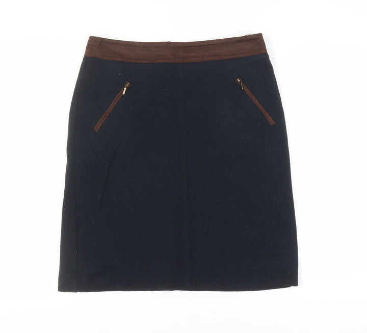 Laura Ashley Women's Black Pencil Skirt, Size 12, Elegant Zip