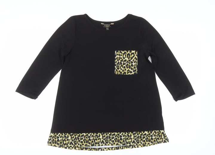 Lipsy Women's Black Animal Print Tunic - Size 10