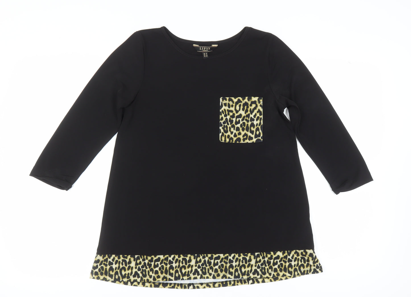 Lipsy Women's Black Animal Print Tunic - Size 10