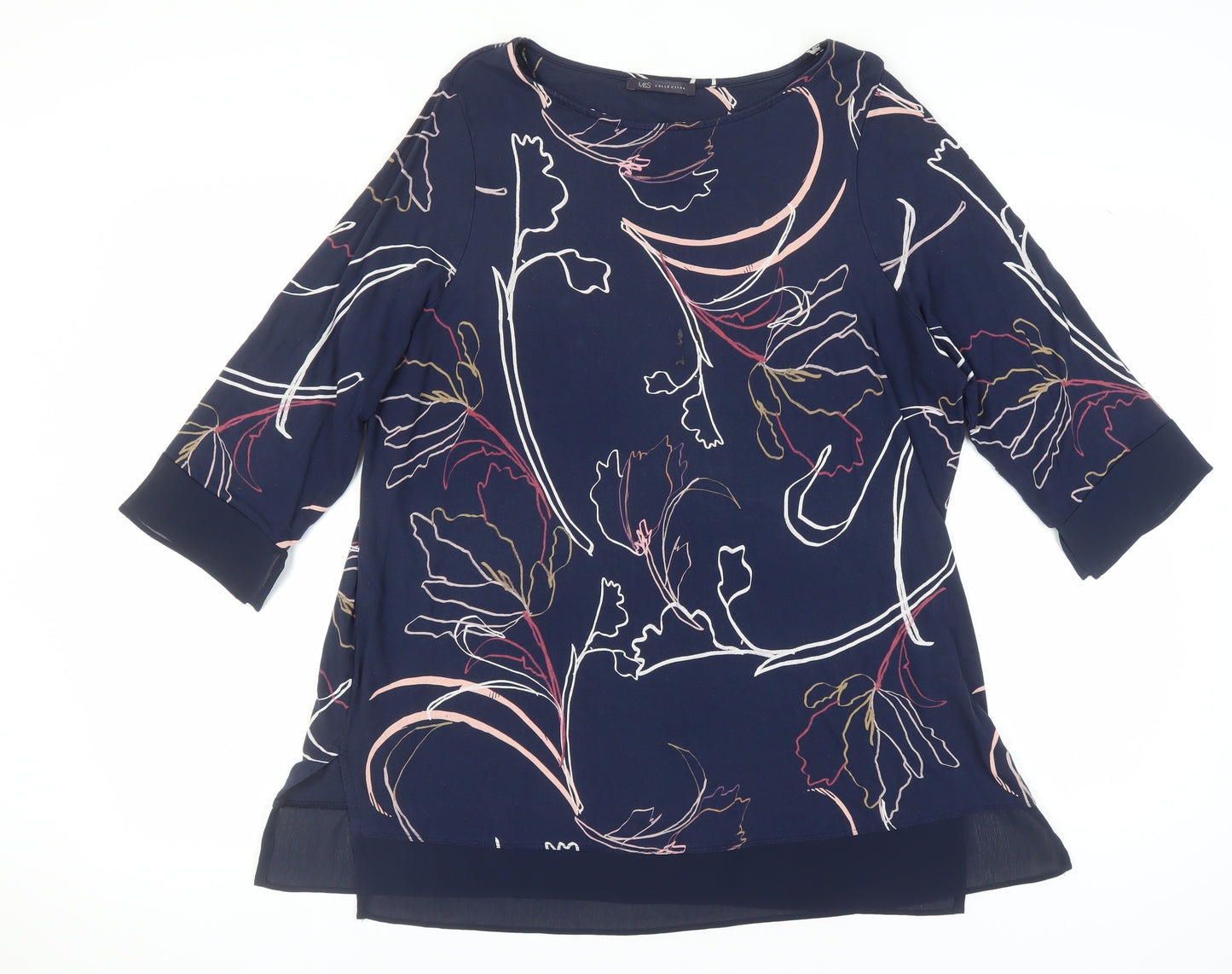 Marks and Spencer Women's Floral Blouse Size 18 Multicoloured