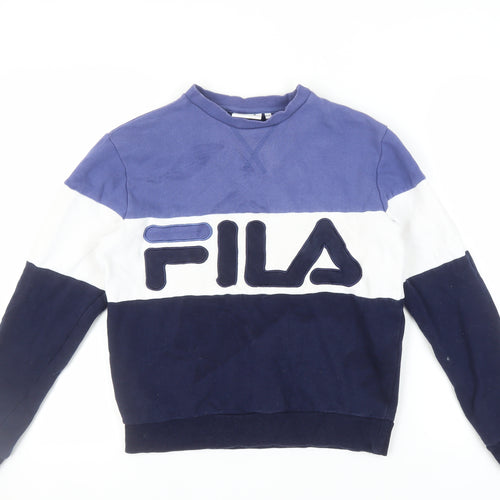 Fila Women's Blue Colourblock Logo Pullover Sweatshirt XS