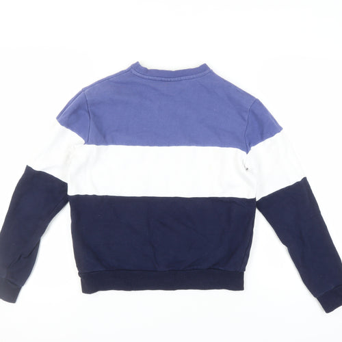 Fila Women's Blue Colourblock Logo Pullover Sweatshirt XS