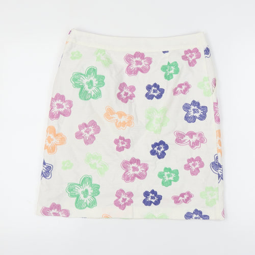 White Stuff Women's Multicoloured Floral Skirt Size 10