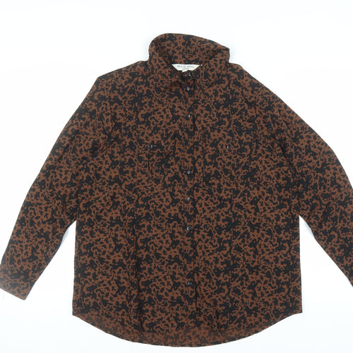 Brave Soul Women's Brown Animal Print Button-Up Shirt
