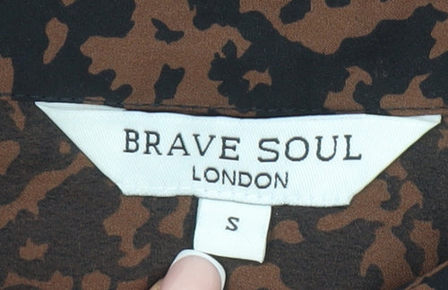 Brave Soul Women's Brown Animal Print Button-Up Shirt
