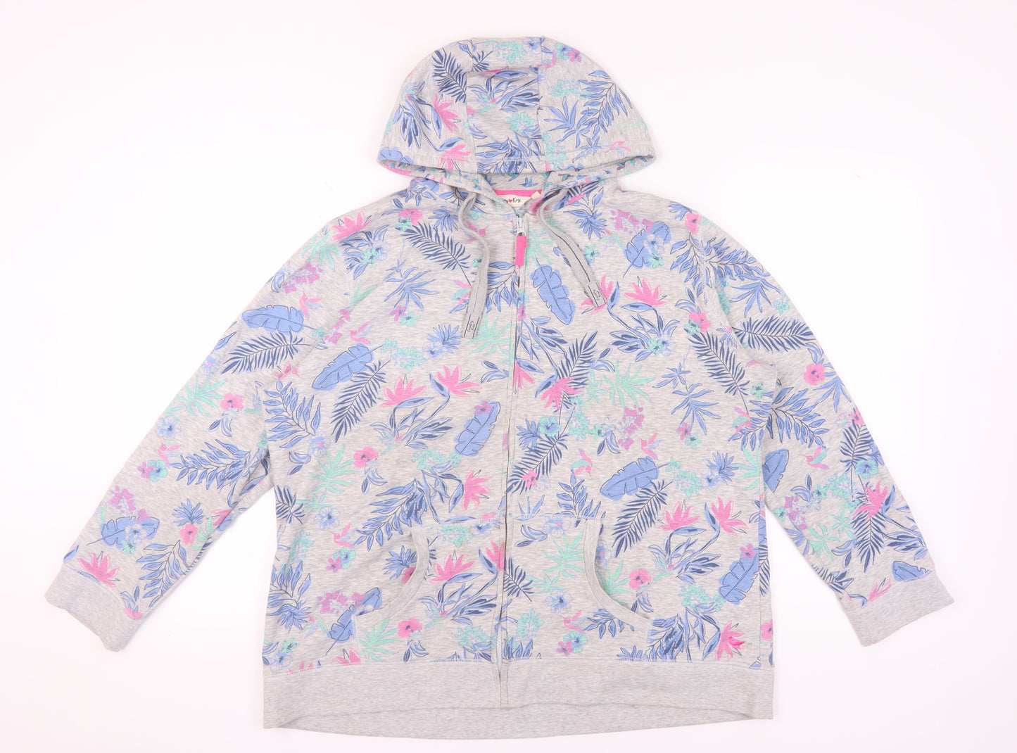 Country Rose Women's XL Grey Floral Full Zip Hoodie