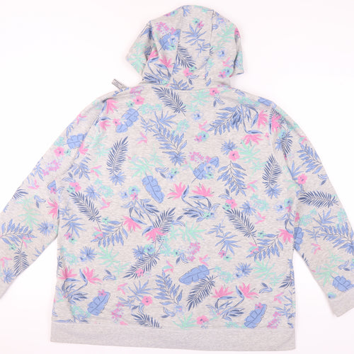 Country Rose Women's XL Grey Floral Full Zip Hoodie